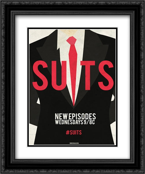 Suits TV Series Show 20x24 Black Ornate Wood Framed Movie Poster with Double Matting
