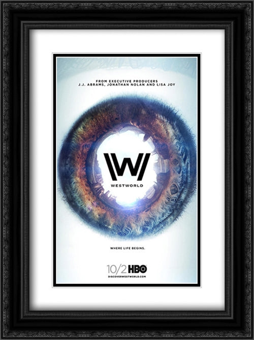 Westworld TV Series Show 18x24 Black Ornate Wood Framed Movie Poster with Double Matting