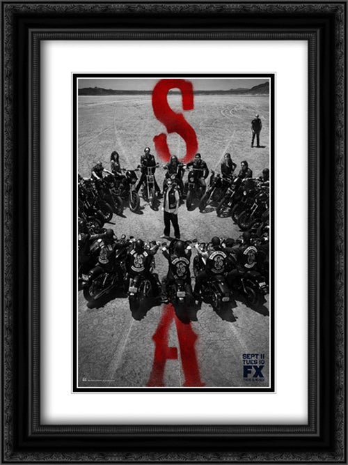 Sons of Anarchy TV Series Show 18x24 Black Ornate Wood Framed Movie Poster with Double Matting