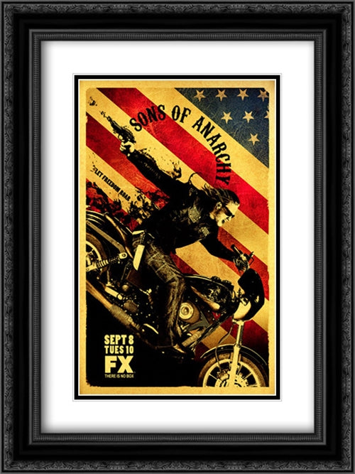 Sons of Anarchy TV Series Show 18x24 Black Ornate Wood Framed Movie Poster with Double Matting
