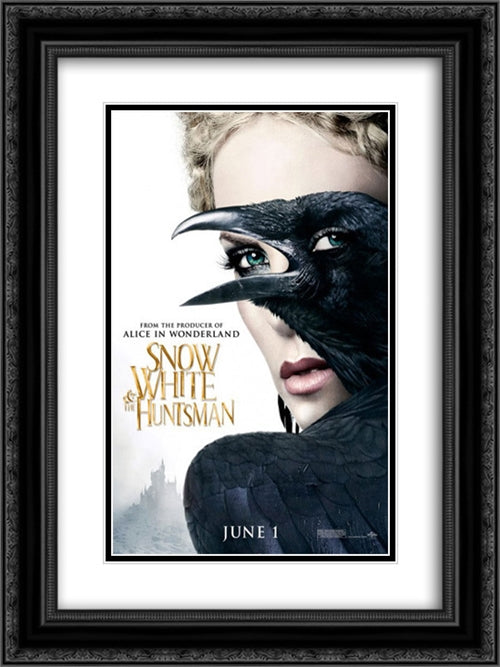 Snow White and the Huntsman 14x24 Black Ornate Wood Framed Movie Poster with Double Matting