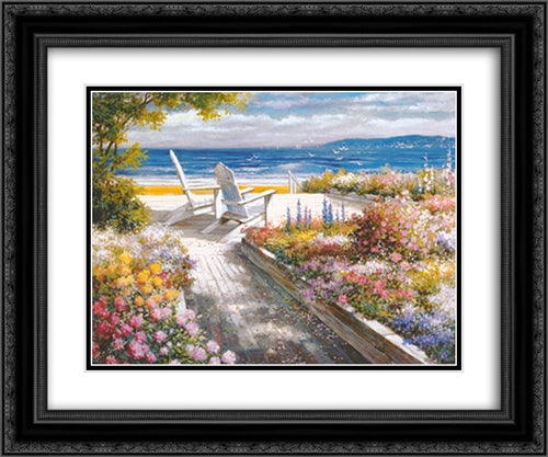 Path With Beach Chairs 2x Matted 24x20 Black Ornate Wood Framed Art Print Poster with Double Matting by Chiu, T. C.