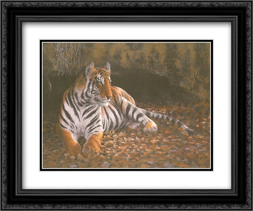Tiger's Lair 2x Matted 20x24 Black Ornate Wood Framed Art Print Poster with Double Matting by Boym, Michael