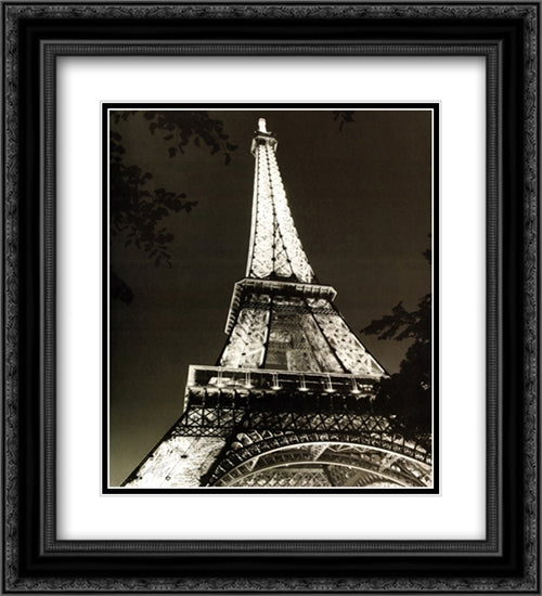 Eiffel Tower 2x Matted 20x24 Black Ornate Wood Framed Art Print Poster with Double Matting by Bliss, Chris