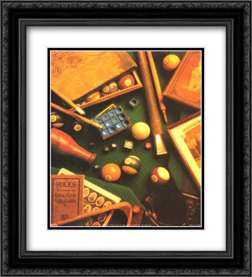 Billiards 2x Matted 20x24 Black Ornate Wood Framed Art Print Poster with Double Matting by Michael Harrison