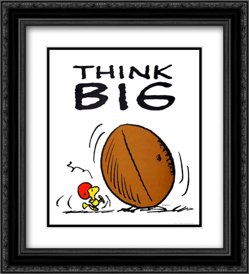 Think Big 2x Matted 20x24 Black Ornate Wood Framed Art Print Poster with Double Matting by Peanuts