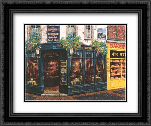 London Pub 2x Matted 24x20 Black Ornate Wood Framed Art Print Poster with Double Matting by Shvaiko, Viktor