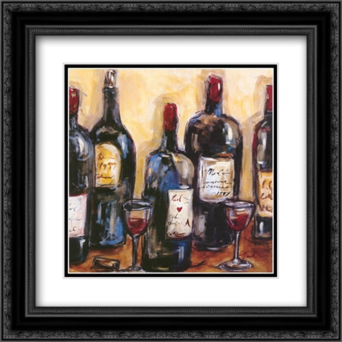 Wine Bar 16x16 Black Ornate Wood Framed Art Print Poster with Double Matting by Etienne, Nicole