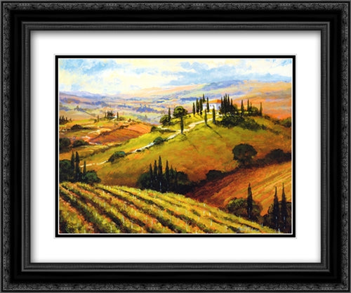 Tuscan Afternoon 21x17 Black Ornate Wood Framed Art Print Poster with Double Matting by Thoms, Steve