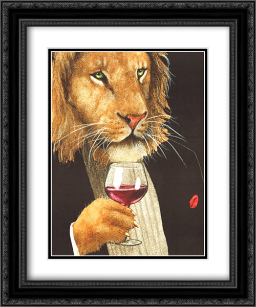 Wine King 2x Matted 20x24 Black Ornate Wood Framed Art Print Poster with Double Matting by Bullas, Will