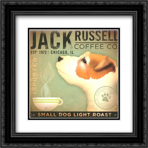 Jack Russell Coffee Co 16x16 Black Ornate Wood Framed Art Print Poster with Double Matting by Fowler, Stephen