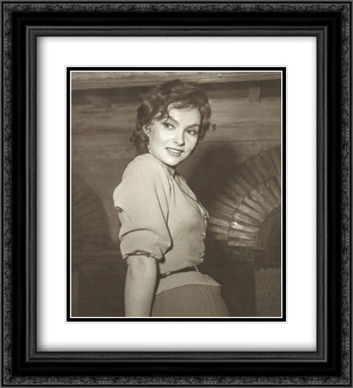 Gina Lollobrigida 2x Matted 20x24 Black Ornate Wood Framed Art Print Poster with Double Matting by Palmas, Giuseppe