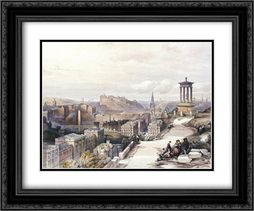 A View of Edinburgh 2x Matted 24x20 Black Ornate Wood Framed Art Print Poster with Double Matting by Turner, J.M.W.