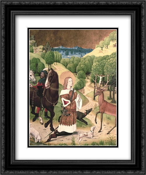 Conversion of St. Hubert 19x24 Black Ornate Wood Framed Art Print Poster with Double Matting by Master of Werden