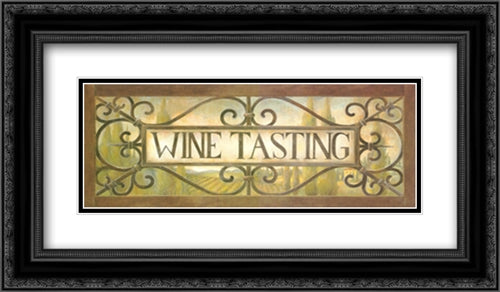 Wine Tasting 2x Matted 24x12 Black Ornate Wood Framed Art Print Poster with Double Matting by Vollherbst-Lane, Elaine