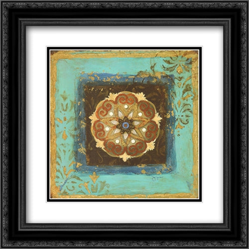 Exotic Medallion II 16x16 Black Ornate Wood Framed Art Print Poster with Double Matting by Studios, Tava
