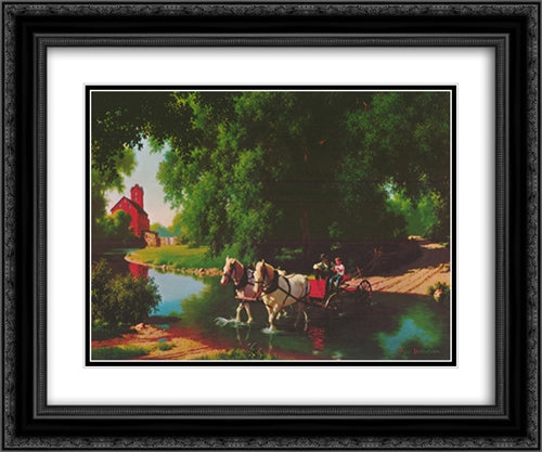 Big Moment 2x Matted 24x20 Black Ornate Wood Framed Art Print Poster with Double Matting by Detlefsen, Paul