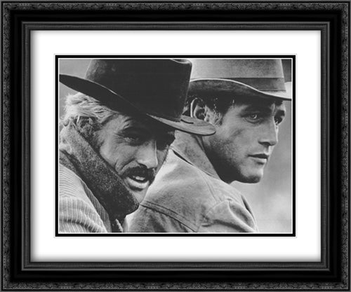 Robert Redford & Paul Newman 24x20 Black Ornate Wood Framed Movie Poster with Double Matting