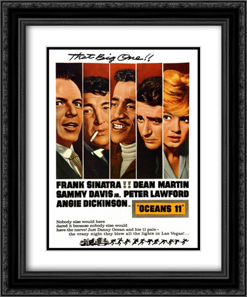 Ocean's Eleven 20x24 Black Ornate Wood Framed Movie Poster with Double Matting