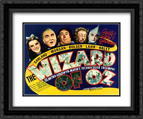 The Wizard of Oz 24x20 Black Ornate Wood Framed Movie Poster with Double Matting