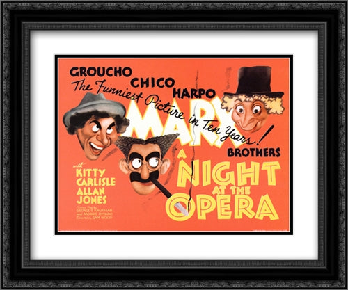 A Night at the Opera 24x20 Black Ornate Wood Framed Movie Poster with Double Matting
