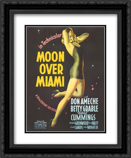 Moon over Miami 20x24 Black Ornate Wood Framed Movie Poster with Double Matting
