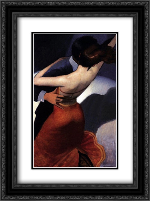 Salsa Dancers 2x Matted 18x24 Black Ornate Wood Framed Art Print Poster with Double Matting by Brauer, Bill