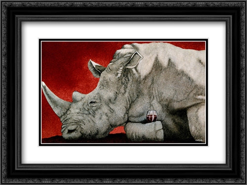 Wine-Oceros 2x Matted 24x20 Black Ornate Wood Framed Art Print Poster with Double Matting by Bullas, Will