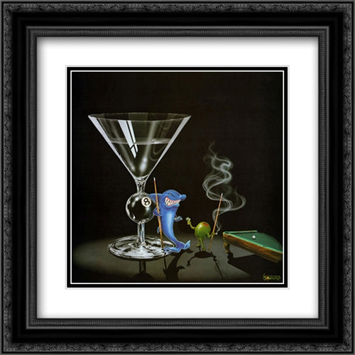 Pool Shark 16x16 Black Ornate Wood Framed Art Print Poster with Double Matting by Godard, Michael