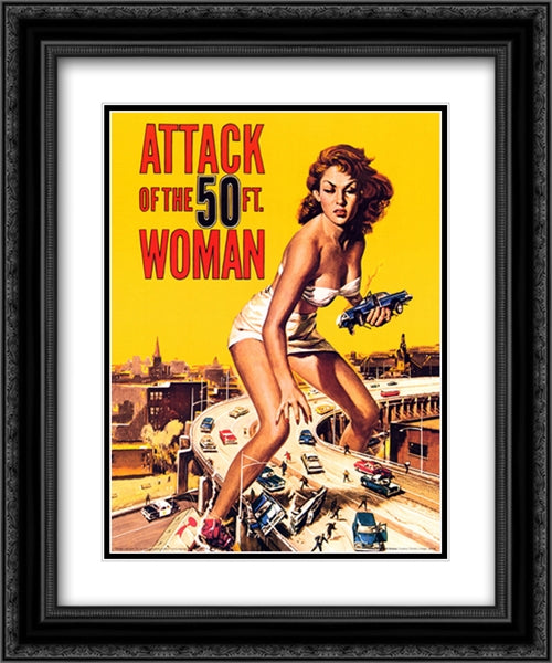 Attack of the 50 ft. Woman 20x24 Black Ornate Wood Framed Movie Poster with Double Matting