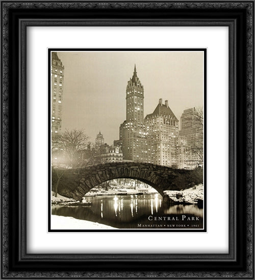 New York-Central Park 2x Matted 20x24 Black Ornate Wood Framed Art Print Poster with Double Matting