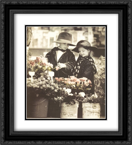 Flower Shopping 2x Matted 20x24 Black Ornate Wood Framed Art Print Poster with Double Matting by Anderson, Kim