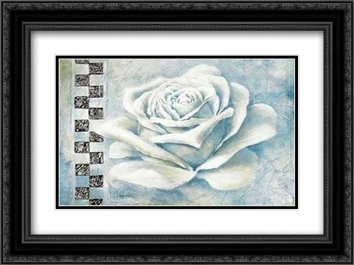 Silver Rose 2x Matted 24x20 Black Ornate Wood Framed Art Print Poster with Double Matting by Ancilotti, Claudio