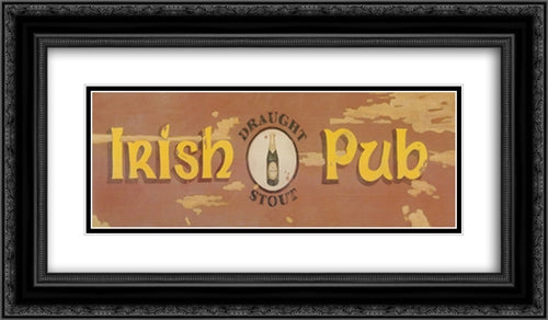 Draught Stout Irish Pub 2x Matted 24x12 Black Ornate Wood Framed Art Print Poster with Double Matting by Marrocco, David