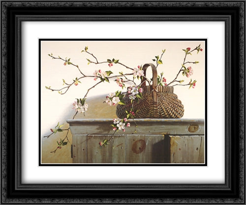 Apple Blossom 2x Matted 20x24 Black Ornate Wood Framed Art Print Poster with Double Matting by Campanelli, Pauline Eble
