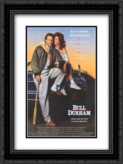 Bull Durham 18x24 Black Ornate Wood Framed Movie Poster with Double Matting
