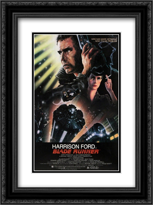 Blade Runner 18x24 Black Ornate Wood Framed Movie Poster with Double Matting