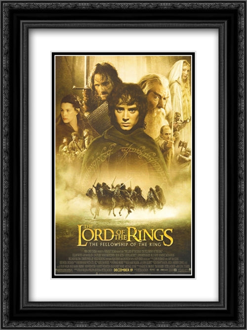 Lord of the Rings Fellowship 18x24 Black Ornate Wood Framed Movie Poster with Double Matting