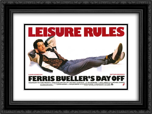 Ferris Bueller's Day Off 24x18 Black Ornate Wood Framed Movie Poster with Double Matting