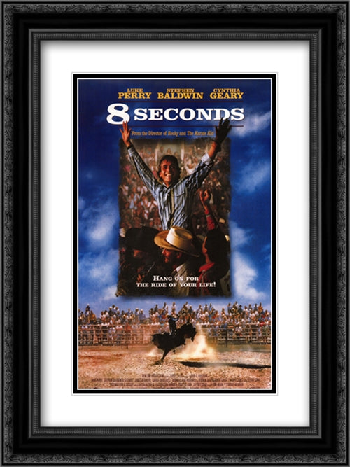 8 Seconds 18x24 Black Ornate Wood Framed Movie Poster with Double Matting