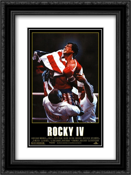 Rocky 4 18x24 Black Ornate Wood Framed Movie Poster with Double Matting