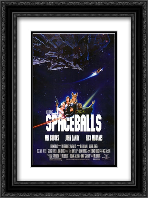 Spaceballs 18x24 Black Ornate Wood Framed Movie Poster with Double Matting