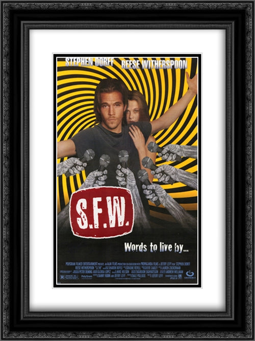 S.F.W. 18x24 Black Ornate Wood Framed Movie Poster with Double Matting