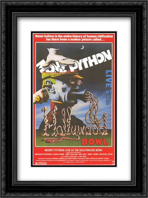Monty Python Hollywood Bowl 18x24 Black Ornate Wood Framed Movie Poster with Double Matting