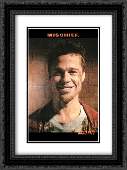 Fight Club 18x24 Black Ornate Wood Framed Movie Poster with Double Matting