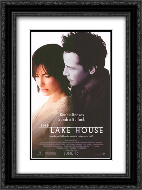 The Lake House 18x24 Black Ornate Wood Framed Movie Poster with Double Matting