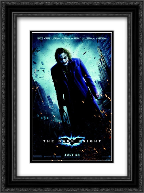 The Dark Knight 18x24 Black Ornate Wood Framed Movie Poster with Double Matting
