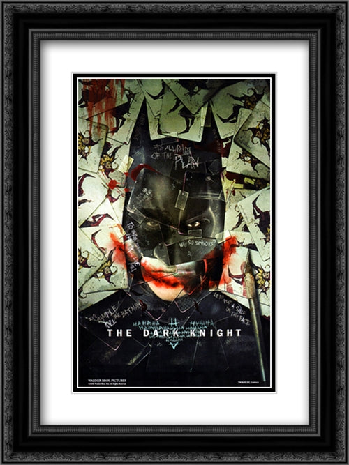 The Dark Knight 18x24 Black Ornate Wood Framed Movie Poster with Double Matting