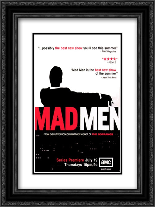 Mad Men (TV) 18x24 Black Ornate Wood Framed Movie Poster with Double Matting