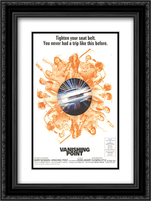 Vanishing Point 18x24 Black Ornate Wood Framed Movie Poster with Double Matting